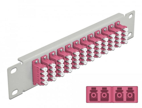 Delock 66800 Panel Connection Fibre Optic 10 12 Ports Lc Quad Violet 1U Grey — image 1