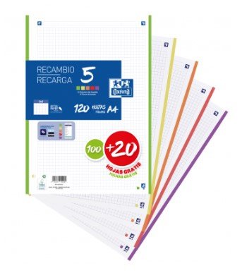 Oxford Spare Part 100 Hojas Sueltas A4 Microperforadas 5X5MM 90GR Band Colours Surtidos