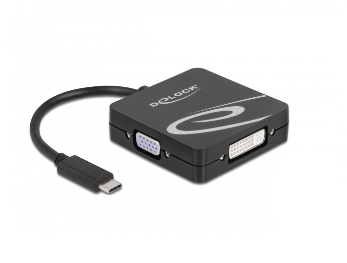 Delock Adapter USB , Connector USB-C Socket VGA + HDMI + DVI + DisplayPort Black 10CM)