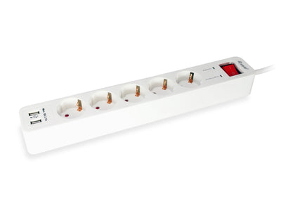 Equip Power Strip With 5 Sockets Network Cable 1.5 Metres + 2 Ports USB And Button Apagado Encendido — image 1