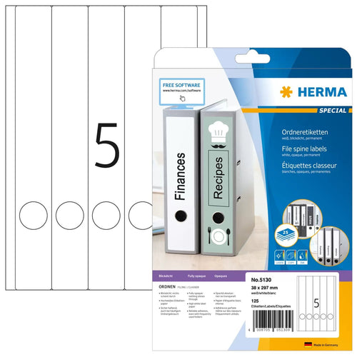 Herma Folder Labels A4 White 38X297 Mm Paper Opaco 125 Units — image 1