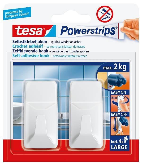 Tesa Powerstrips Indoor Hook Toallero White