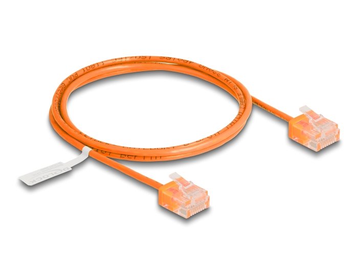 Delock RJ45 Network Cable CAT.6 UTP Ultra Slim 1M Orange With Kurzen Machon