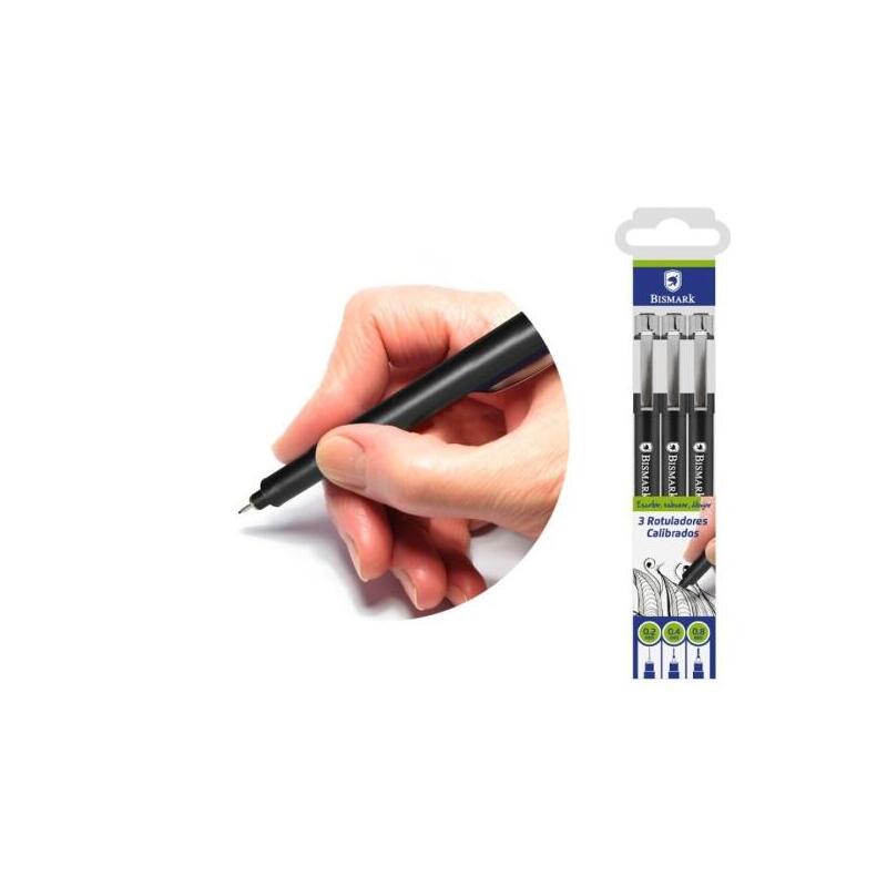 Bismark Pack 3 Markers Calibrados 0.2, 0.4, 0.8MM - Black