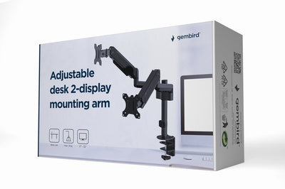 Gembird MA-DA2P-01 Adjustable Desk 2-DISPLAY Mounting Arm 17-32 Up To 9KG — image 1