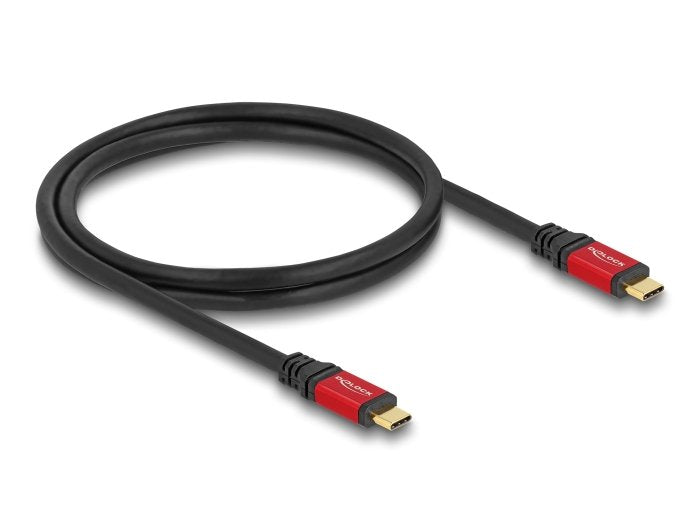 Delock 80098 USB Cable 10Gbps USB Type-c™ Male a Male PD 3.0 100W E-marker 1M Red Metal