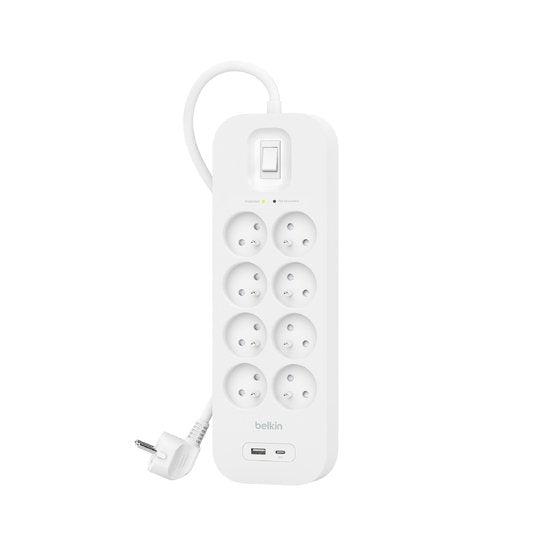 Belkin SRB003CA2M Protector Contra Sobretensiones White 8 Salidas AC 2M