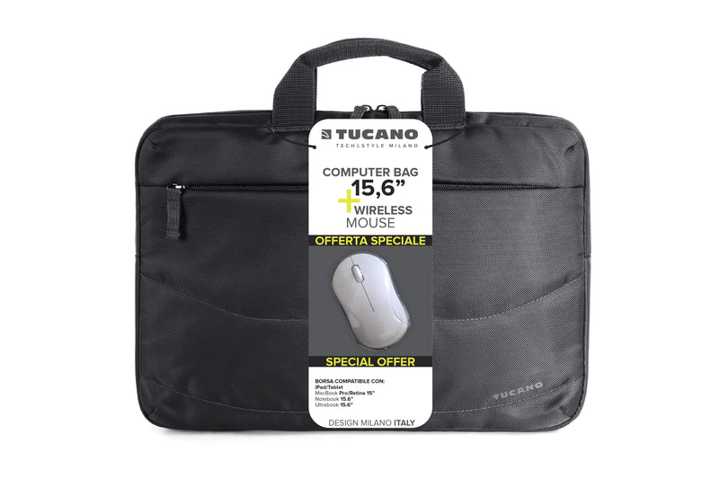 Tucano Case Idea Laptop 15,6 + Wireless Mouse - Size Slim - Indoor Acolchado - Black