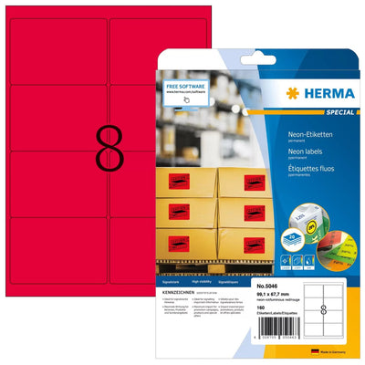 Herma Labels A4 Red Neón 99,1X67,7MM Paper Matte 160 Units — image 1