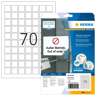 Herma Label . A4 White 24 X 24MM Square Desmontable 1750 Horas — image 1