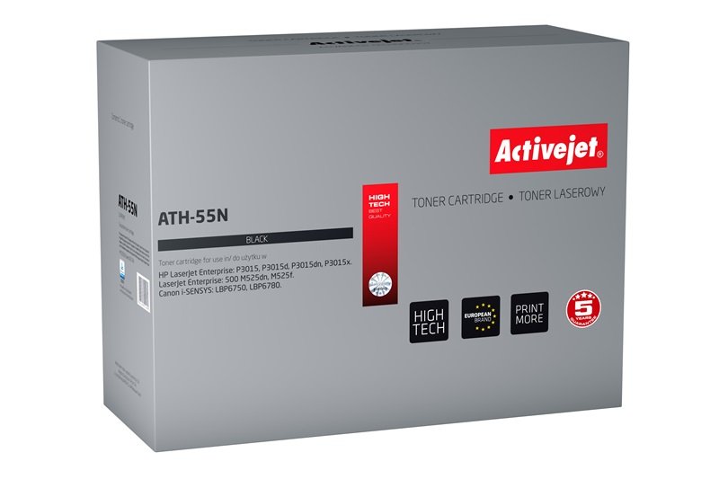 Activejet Toner ATH-55N (reemplazo HP 55A CE255A Canon CRG-724 - Supreme - 6000 Páginas - Black
