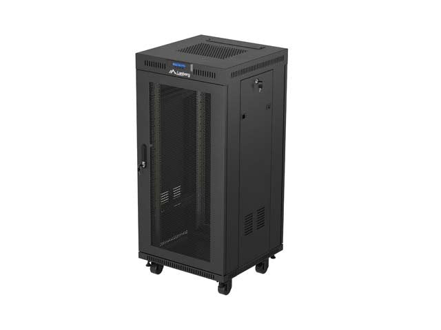 Lanberg Rack Cabinet 19 Free-standing 24U 600X600 Flat Pack With Mesh Door LCD Black V2