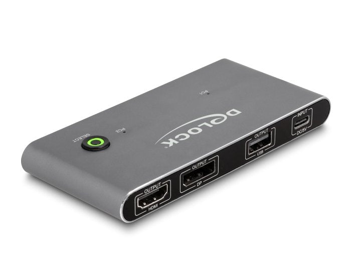 Delock 11485 Switch KVM Usb-c™ a HDMI And DisplayPort 8K Mst With USB 2.0