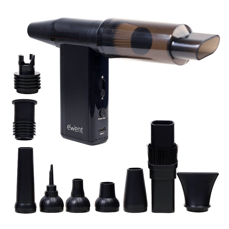 Ewent Vacuum Cleaner Pistola Air Compressed 8 Velocidades,, Bomba Vacio Y Inflador (180000 Rpm)