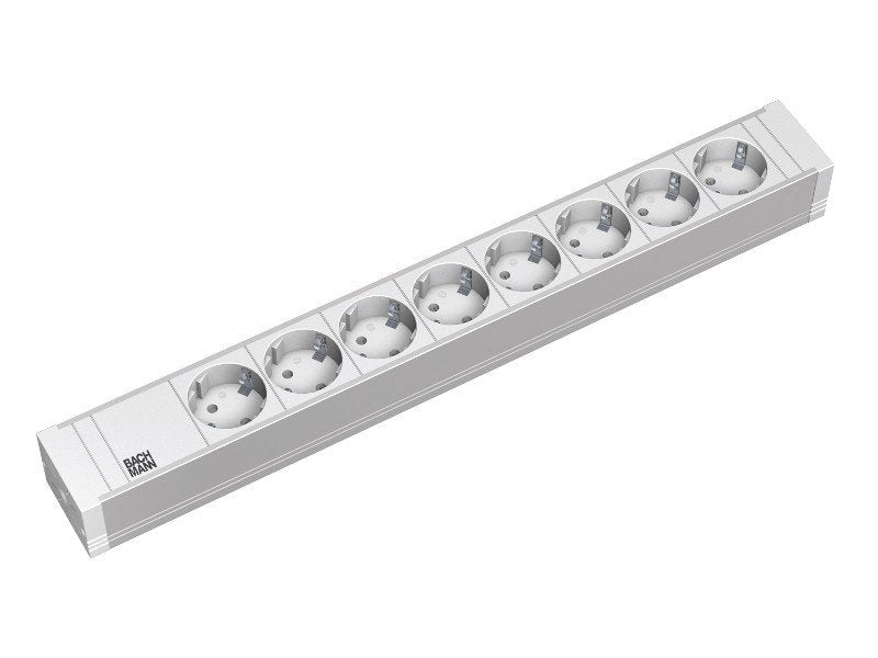 Bachmann Power Strip Plugs 19 Pvc 1.5U, 8 Plegables, Grey Claro 2.0M, Without Switch