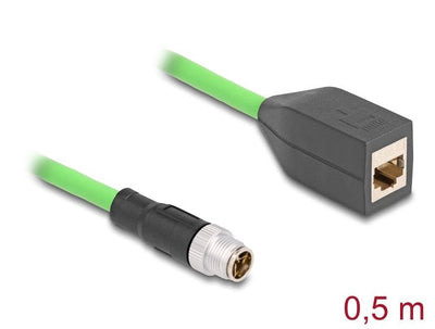 Delock 60572 Cable M12 Codificado X 8 Pin Male a RJ45 Female Pur (tpu) 0,5M — image 1