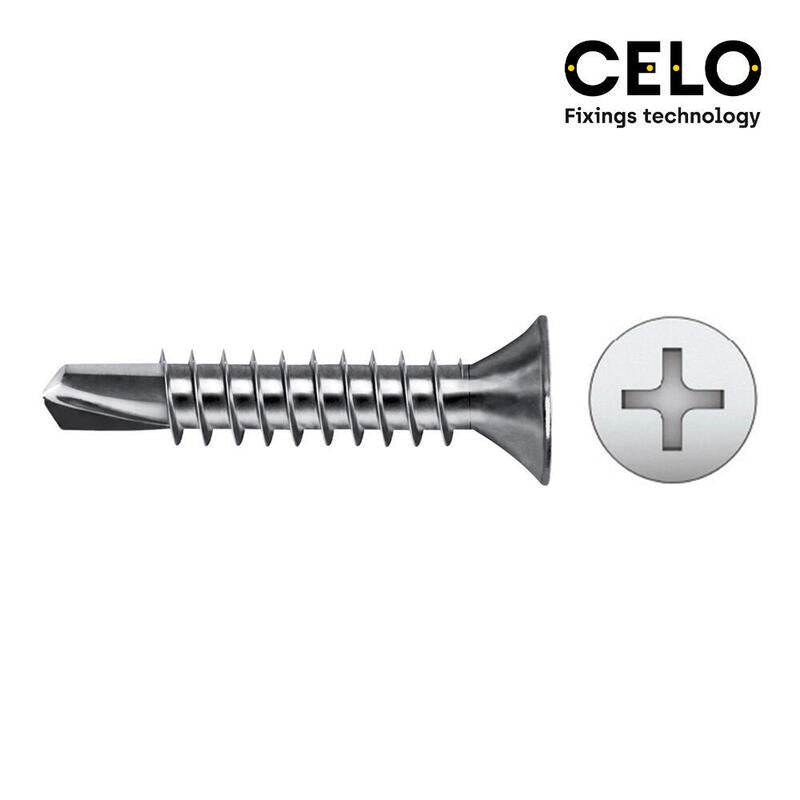Celo Caja 250 Unid. Punta Taladro Broca Avellanada Philips Din/Ref 7504P Ø4,8X32MM Zincado