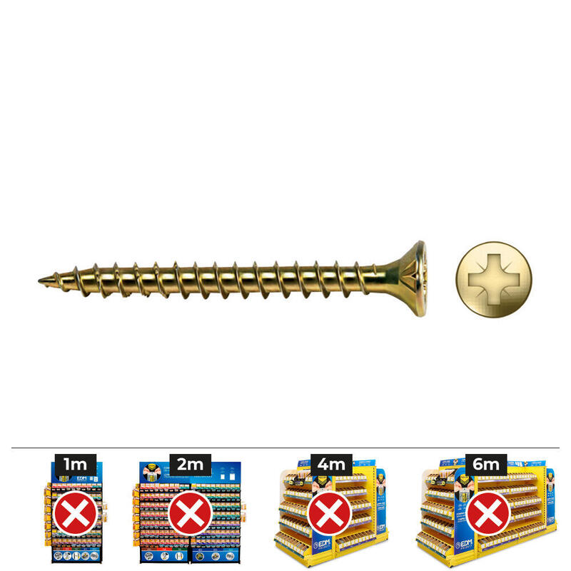 Caja 500 Unid. Tornillo Madera Vlox Rosca Completo Avellanado Impronta Pz Ø3,5X40 Mm Bicromatado