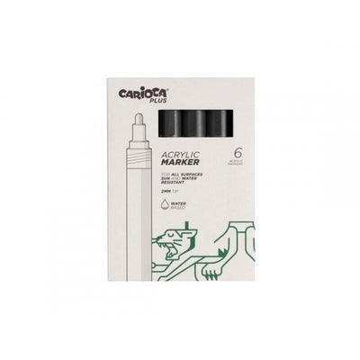 Carioca Plus Pack 6 Marcadores Acrilicos - Punta 2MM - Black — image 1