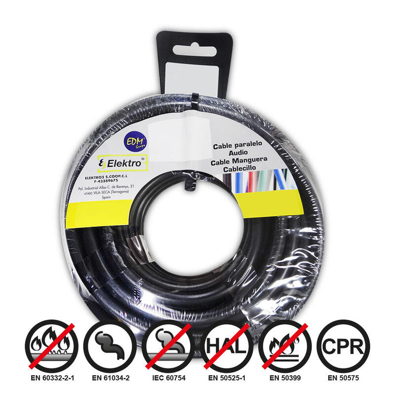 Film Roll Cablecillo Flexible 4MM Black Libre Halógenos 10M