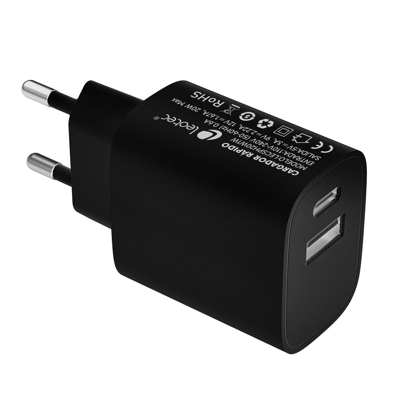 Leotec Wall Charger LECSPH20W2K 1x USB Type-c 1x USB 20W
