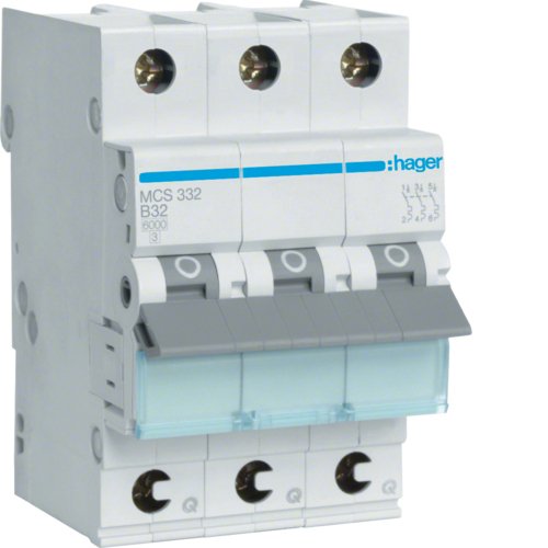Hager Switch Magnetotérmico MCS332 3POLOS 6KA C-32A Quickconnect 3M