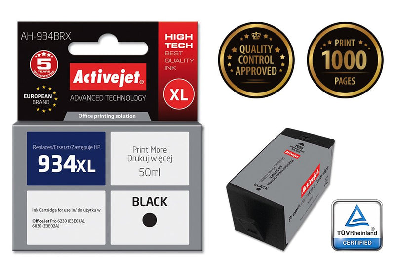 Activejet Ink Ah-934BRX (reemplazo HP 934XL C2P23AE - Premium - 50ML - Black