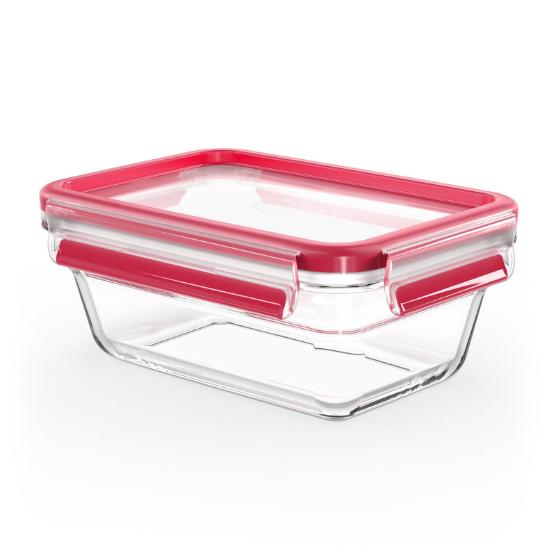 Emsa N10408 Clip & Close Glas Frischhaltedose 0,85 L Transparent/Red