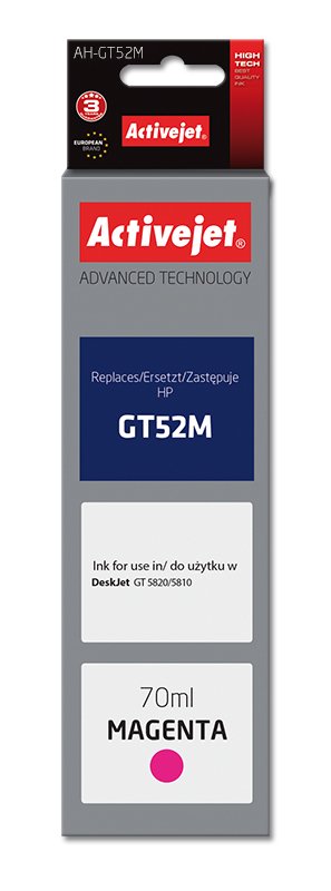 Activejet Ink Ah-GT52M (reemplazo HP GT52M M0H55AE - Supreme - 70ML - Magenta — image 1