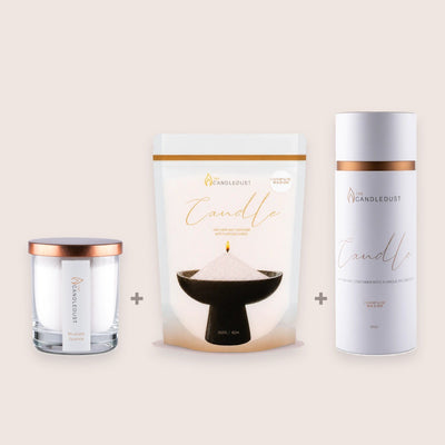 Champagne Rhubarb Size Trio, 160g Candle + 350g Refill + 650g Tube