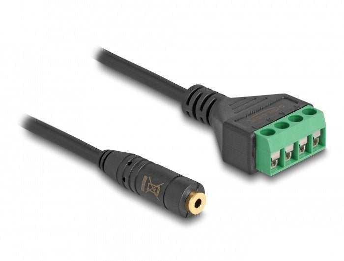 Delock 66268 Cable Adapter Plug Stereo Male 3,5MM And 4 Patillas a Bloque Terminals 20CM