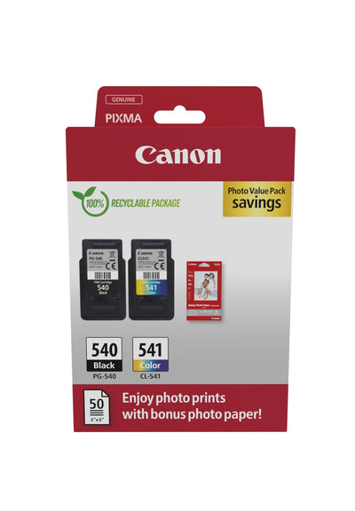 Canon Genuine Ink PG-540 + CL-541 Multipack Black Tricolor + Paper Fotográfico — image 1