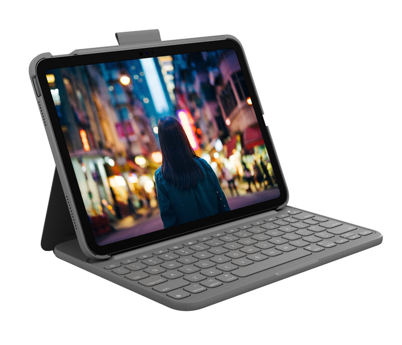 Logitech English - Slim Folio Gris Bluetooth QWERTY Ipad Reino Unido
