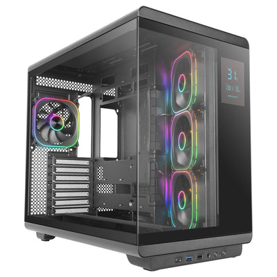 Mars Gaming PC Case ATX Mc-revpro Screen LCD 4.3 Glass Tempered 4X Fans ARGB Black — image 1
