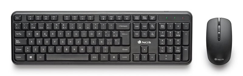 Ngs Keyboard Spanish + Mouse Wireless Serenity Kit Set Quiet Keyboard And Wireless Mouse With 12 Keys Multimed