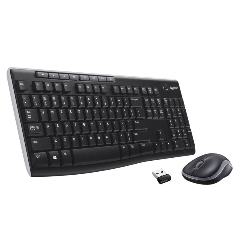 Logitech Keyboard Checa, Polaco, Turco + Mouse MK270 RF Wireless QWERTY Internacional Ee.uu. Black Silver