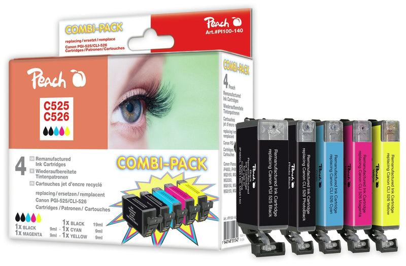 Peach Ink PI100-140 Compatible With Canon PGI-525, CLI-526 (4541B006) PI100-140