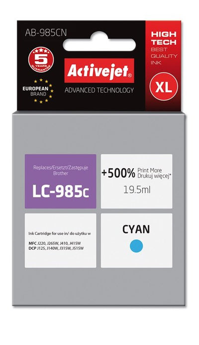 Activejet Ink AB-985CN (reemplazo Brother LC985C - Supreme - 19 5ML - Cyan — image 1