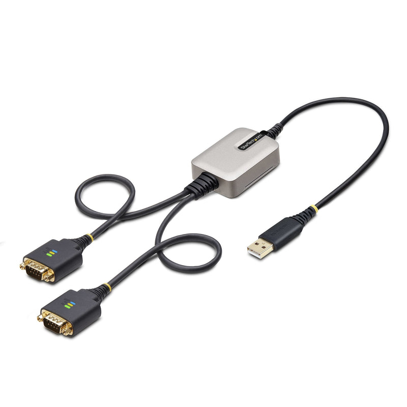 StarTech.com 2P1FFC-USB-SERIAL Cambiador Género USB Cable -a 2 X dB-9 RS-232 Black Grey