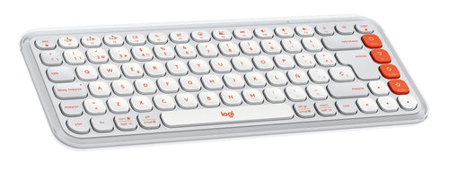 Logitech Keyboard Esoañol Pop Icon Keys Wireless Bluetooth Le QWERTY Spanish White Apagado Orange — image 1