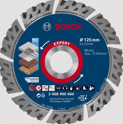 Bosch Drive Corte Diamantado Expert Multimaterial, Ø 125MM (diámetro 22,23MM) 2608900660