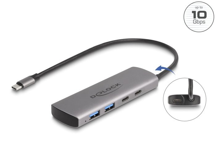 Delock Hub 64299 Interfaz USB 3.2 Gen 1 (3.1 Gen 1) Type-c 10000 Mbit/S Grey