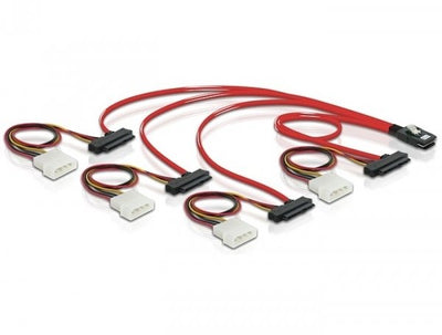 Delock Cable Mini Sas SFF-8087 4 X Sas SFF-8482 + Power 50CM — image 1
