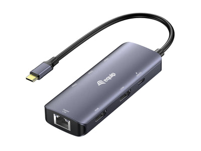 Equip Adapter USB-C-2x HDMI/RJ45/2x USB-A/USB-C3.2M/H Grey — image 1