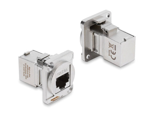 Delock D Type Módulo RJ45 Connector Female a Female 90° Angulado CAT.6A Silver — image 1