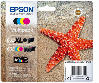 Epson Ink Multipack Std XL Estrella Mar 4 Tintas 603 XL Black/Std. Cmy RF / Am Multi — image 1