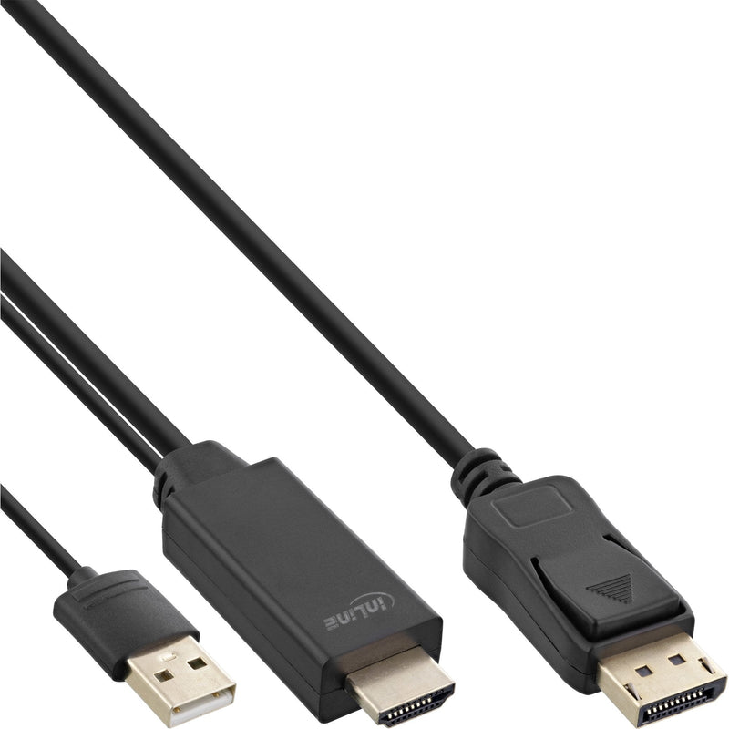 Inline Cable HDMI a DisplayPort, 4K, Black/Gold 0,5M