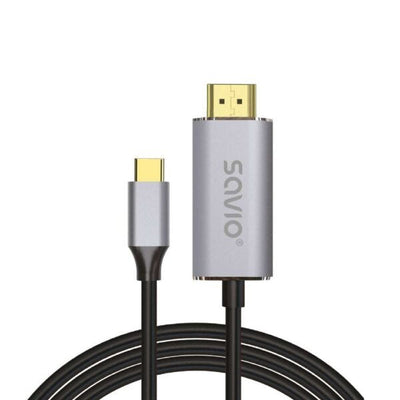 Savio Cable USB-C a HDMI 2.0B 2M Plata-negro — image 1