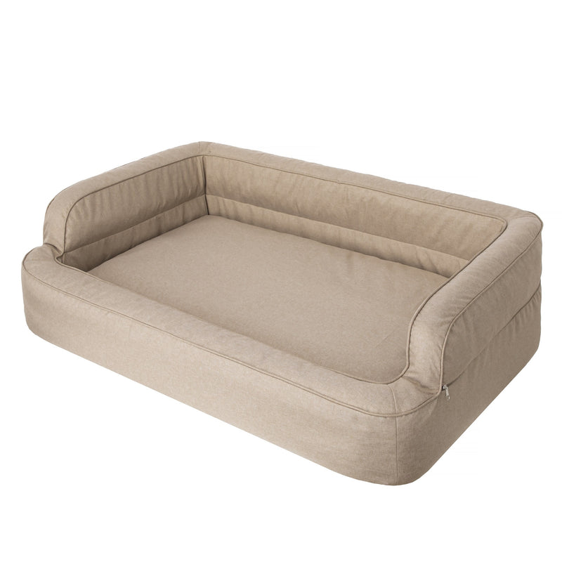 Mano Ergonomic Dog Bed with Removable Cover – Beige, L