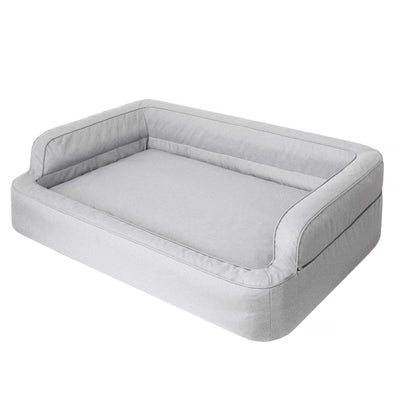 Mano Ergonomic Dog Bed with Removable Cover – Grey, L